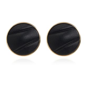 Chlo&eacute; Earrings, female, Black, Size: ONE SIZE Pleats Round Clip-On Earrings
