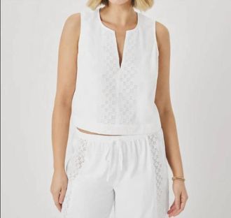 Splendid Kenzie Eyelet Geo Tank In White