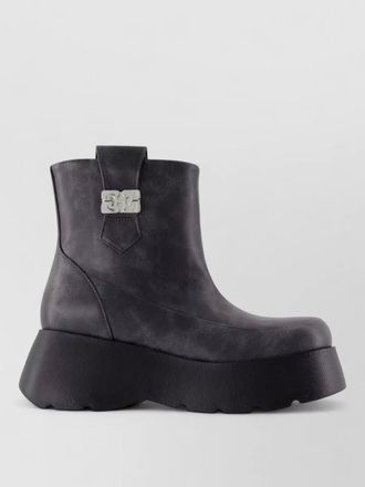 Ganni kat low leather platform ankle boots