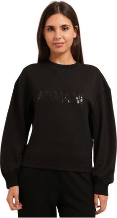 A|X Armani Exchange Hoodies & sweatvesten, Dames, Zwart, XL, Polyester, Stretch Viscose Scuba Sweatshirt