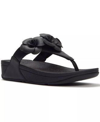 FitFlop Womens Lulu Flower Toe-Post Sandals In Black