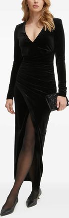 Marciano Midi-jurk met lange mouwen en V-hals - Zwart