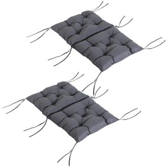 OEM Conjunto De 2 Cojines Para Silla 50x98x8 Cm Con Respaldo 6 Cordones De Fijaci&oacute;n Para Jard&iacute;n Terraza Balc&oacute;n Gris Oscuro