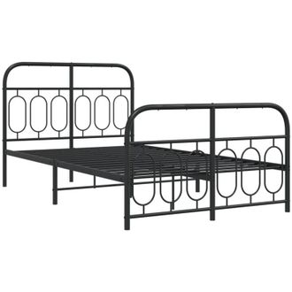 vidaXL Vidaxl - Estructura Cama Sin Colch&oacute;n Con Estribo Metal Negro 120x190 Cm