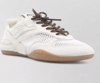 Miu Miu gymnasium mesh suede sneakers rubber sole