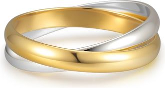 MAX + STONE 925 Sterling Silver 18K Gold Plated Two Tone Interlocking Ring Set of 2