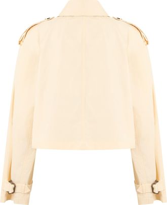 Burberry Womens Cropped Cotton Jacket Ceramic White