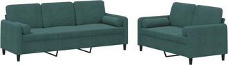vidaXL Vidaxl - Juego De Sof&aacute;s Con Cojines 2 Piezas Terciopelo Verde Oscuro