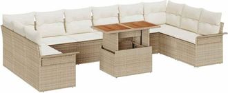 vidaXL Set Divano da Giardino 11 pcs Beige Poly Rattan vidaXL