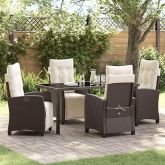 vidaXL Vidaxl - Conjunto De Comedor De Jard&iacute;n 5 Pcs Marr&oacute;n Rat&aacute;n Sint&eacute;tico