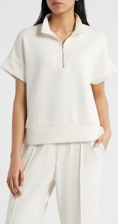 Bernardo Half Zip Short Sleeve Top in Gardenia at Nordstrom, Size X-Large