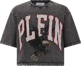 Philipp Plein T-Shirt Round Neck Ss Eagle - Dames - T-shirts - Zwart - XS - Katoen - Tops
