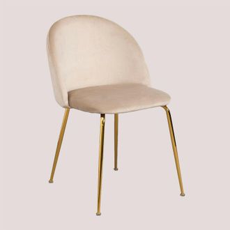 Sklum Sklum - Silla De Comedor En Terciopelo Kana Design Marr&oacute;n Trigo Dorado