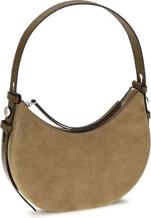 Tory Burch Womens Shoulder Bag Romy Suede Half Moon Stone