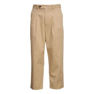 Dr&ocirc;le de Monsieur Straight Trousers, male, Beige, Size: S Le Pantalon &agrave; Plis Cropped