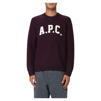 A.P.C. Round-neck Knitwear, male, Red, Size: XL Stylish Jay Sweaters for Men