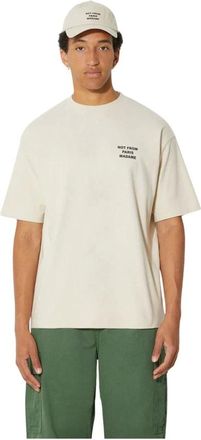 Dr&ocirc;le de Monsieur Tops, Heren, Beige, XL, Katoen, Beige Slogan T-Shirt Relaxte Pasvorm