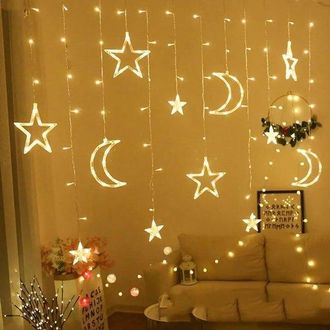 OEM Guirnalda De Luces Led Con Forma De Estrella Y Luna, 120 Led, Decoraciones Para Ramad&aacute;n, Luces Impermeables, Luces De Estrellas Para Navidad
