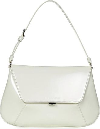Amina Muaddi Witte tassen met magnetische sluiting en verstelbare schouderband - Dames - Schoudertassen - Wit - ONE Size - Leer - Tassen