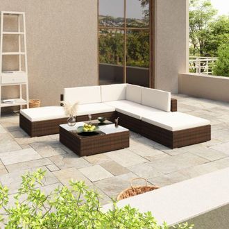 vidaXL Vidaxl - Set Divani da Giardino 6 pz con Cuscini in Polyrattan Marrone