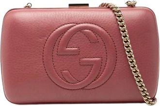 Gucci Pre-owned Clutch on Chain - Dames - Vintage Clutch - Roze - ONE Size - Leer - Vintage