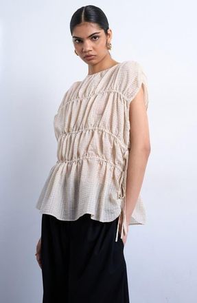 Topshop Channeled Cap Sleeve Top in Ivory at Nordstrom, Size 12 Us