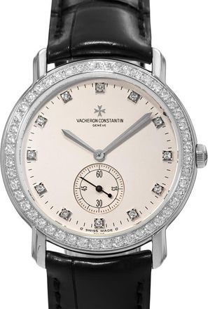 Vacheron Constantin Pre-owned Vacheron Constantin Patrimony Hand Wind Diamond Silver Dial Mens Watch 81500/000G-9104