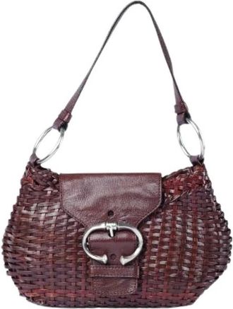 Prada Pre-owned Shoulder Bags, female, Brown, Size: ONE SIZE Pre-owned Vintage Woven Leather Shoulder Bag