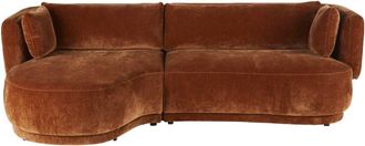 Maisons du monde Sofá cheslong (ángulo izquierdo) 3/4 plazas de tela aterciopelada color bronce