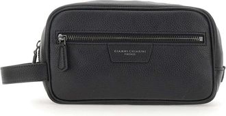 Gianni Chiarini Florence Wash Bag - Heren - Toilettassen - Zwart - ONE Size - Leer - Tassen