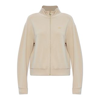 Emporio Armani Sweatshirt met ritssluiting en logo - Dames - Vesten met rits - Beige - XS - Polyester - Hoodies & sweatvesten