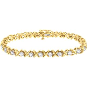 House of Brilliance 10K Yellow Gold Plated Silver 1 cttw Diamond Link Bracelet at Nordstrom