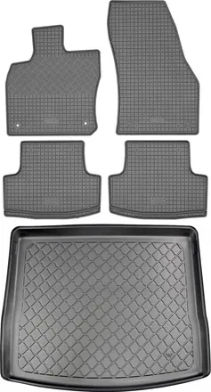 OEM Skoda Karoq Suv (5 Puertas) Desde Noviembre De 2017. Juego De Alfombrillas De Goma Para Coche Y Alfombrilla Para Maletero
