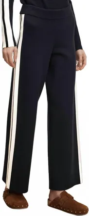 Veronica Beard Jenkins Knit Wide Leg Pants In Navy