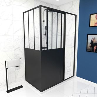 Aurlane Pack Puerta Abatible 140x200 + Lateral Y Panel + Plato De Ducha 140x80