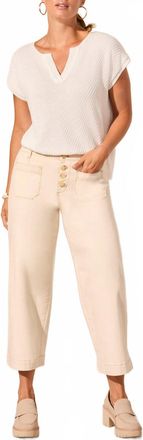 Tribal Audrey Hugging Wide Crop Jeans In Ecru