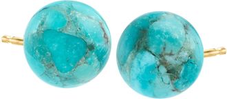 Ross-Simons 10-10.5mm Turquoise Bead Stud Earrings in 14kt Yellow Gold
