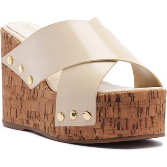 Schutz Serena Platform Wedge Sandal in Egg Shell at Nordstrom, Size 6.5