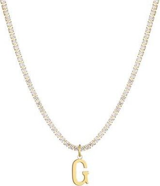 Adornia Initial Charm Tennis Necklace in Gold-G at Nordstrom Rack
