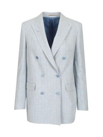 Tagliatore Light Blue Double Breasted Peak Lapels Blazer