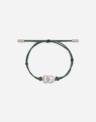 Dolce & Gabbana Cord Bracelet With Dg Logo - Man Bijoux Green Metal Onesize