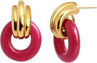 Gold & Honey Womens Donut Door Knocker Earrings In Pink Flamingo