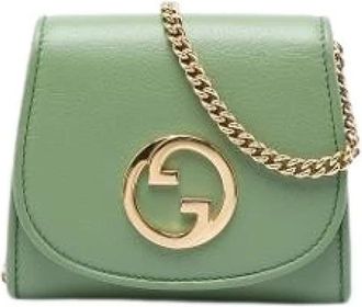 Gucci Pre-owned Blondie Wallet on Chain - Dames - Vintage Mini Tas - Groen - ONE Size - Leer - Vintage