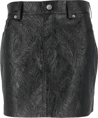 Michael Kors Textured Mini Skirt - Dames - Leren & Su&egrave;de rokken - Zwart - 2XS - Leer - Rokken
