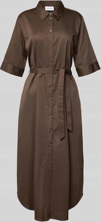 Comma Hemdblusenkleid mit Bindeg&uuml;rtel in Dunkelbraun, Gr&ouml;&szlig;e 38