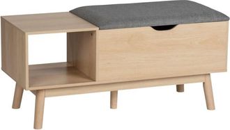 WENKO Scarpiera con cuscino per sedile Panca con vano portaoggetti edda, scarpiera con Imbottitura, Legno, Beige, 100 x 45 x 40 cm - Wenko