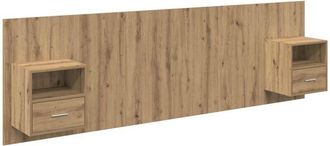 vidaXL Cabecero Con Mueble 3 Pcs Roble Artesanal Madera De Ingenier&iacute;a Vidaxl