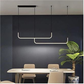 Trade Shop Trade Shop - Copy Of Lampadario Sospensione 21w Lineare Orizzontale Minimal Moderno Nero Luce Led 50445