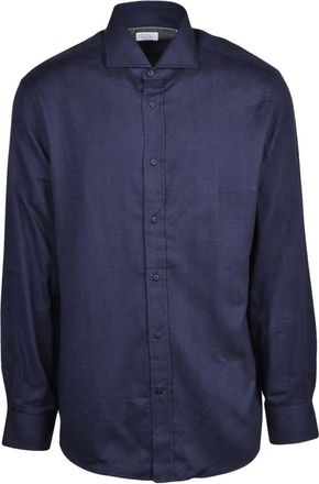 Brunello Cucinelli Heren, Overhemden, Blauw, Maat: XL Katoen