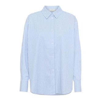 Kaffe Overhemden, Dames, Blauw, XL, Gestreepte Windsurfer Overhemdblouse